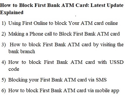 How to Block First Bank ATM Card: Latest Update Explained